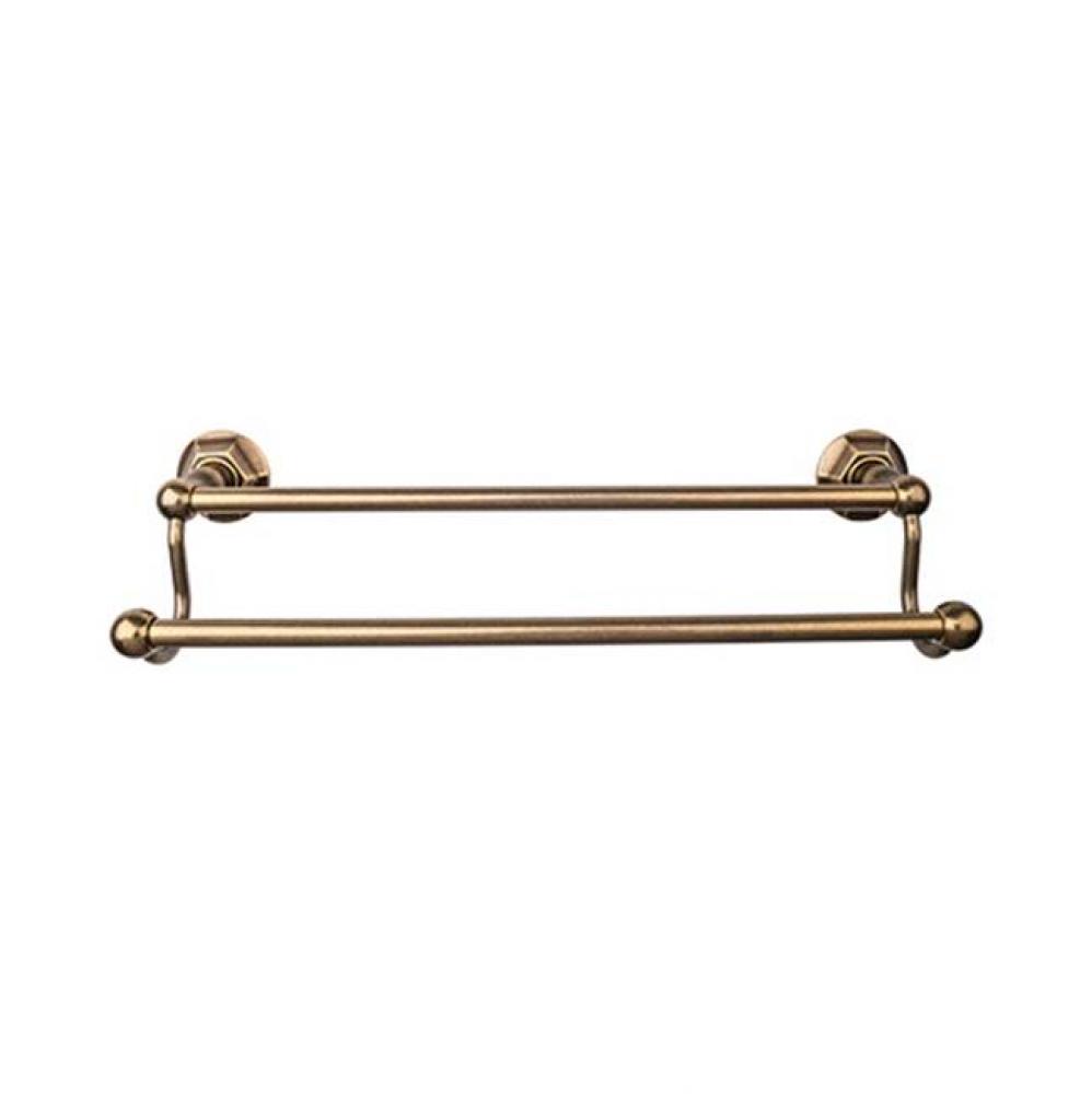 Edwardian Bath Towel Bar 18 Inch Double - Hex Backplate German Bronze