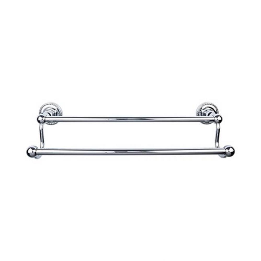 Edwardian Bath Towel Bar 18 In. Double - Rope Backplate Polished Chrome