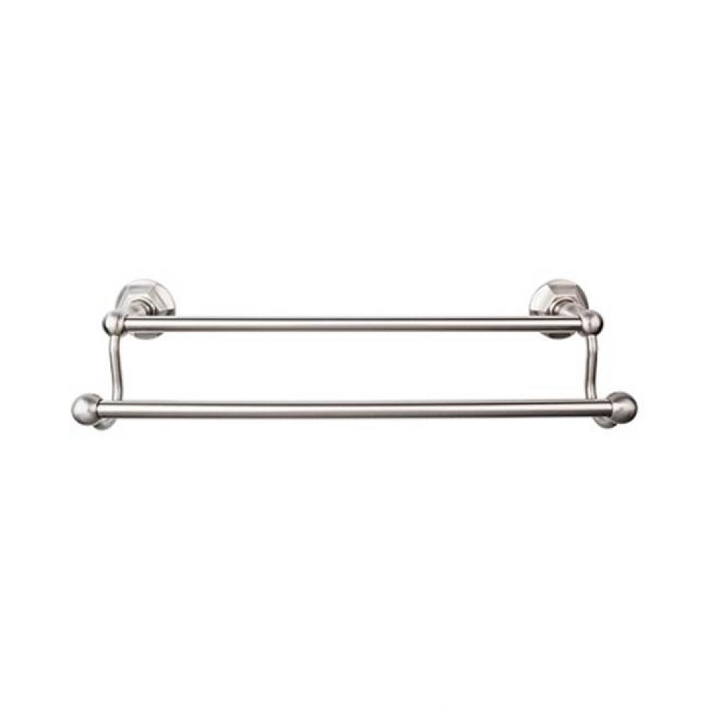 Edwardian Bath Towel Bar 24 Inch Double - Hex Backplate Brushed Satin Nickel