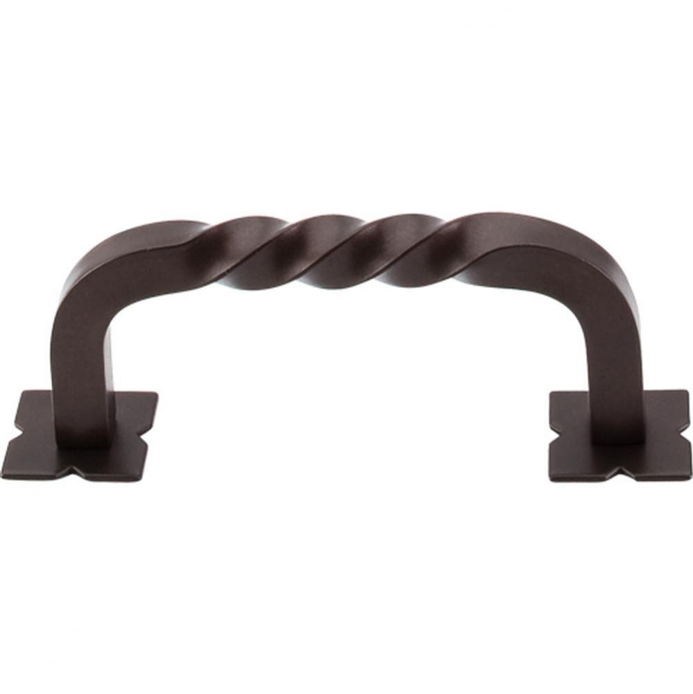 Square Twist D Pull 3 Inch (c-c) w/Backplates Oil Rubbed Bronze