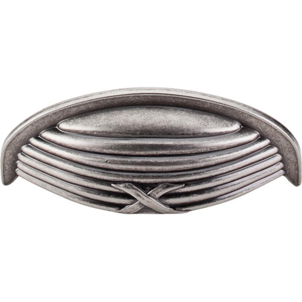 Ribbon and Reed Cup Pull 3 Inch (c-c) Pewter Antique