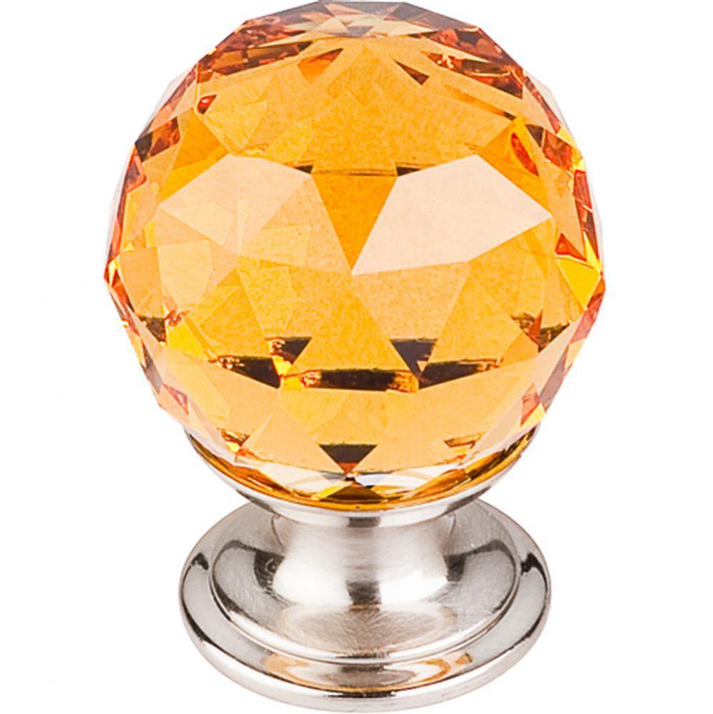 Amber Crystal Knob 1 1/8 Inch Brushed Satin Nickel Base