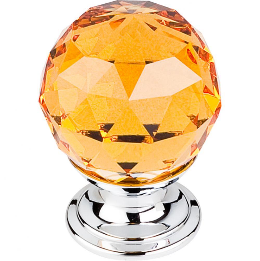 Amber Crystal Knob 1 1/8 Inch Polished Chrome Base