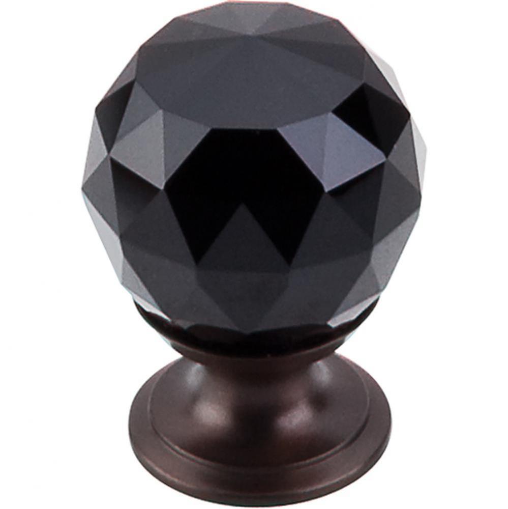 Black Crystal Knob 1 1/8 Inch Oil Rubbed Bronze Base