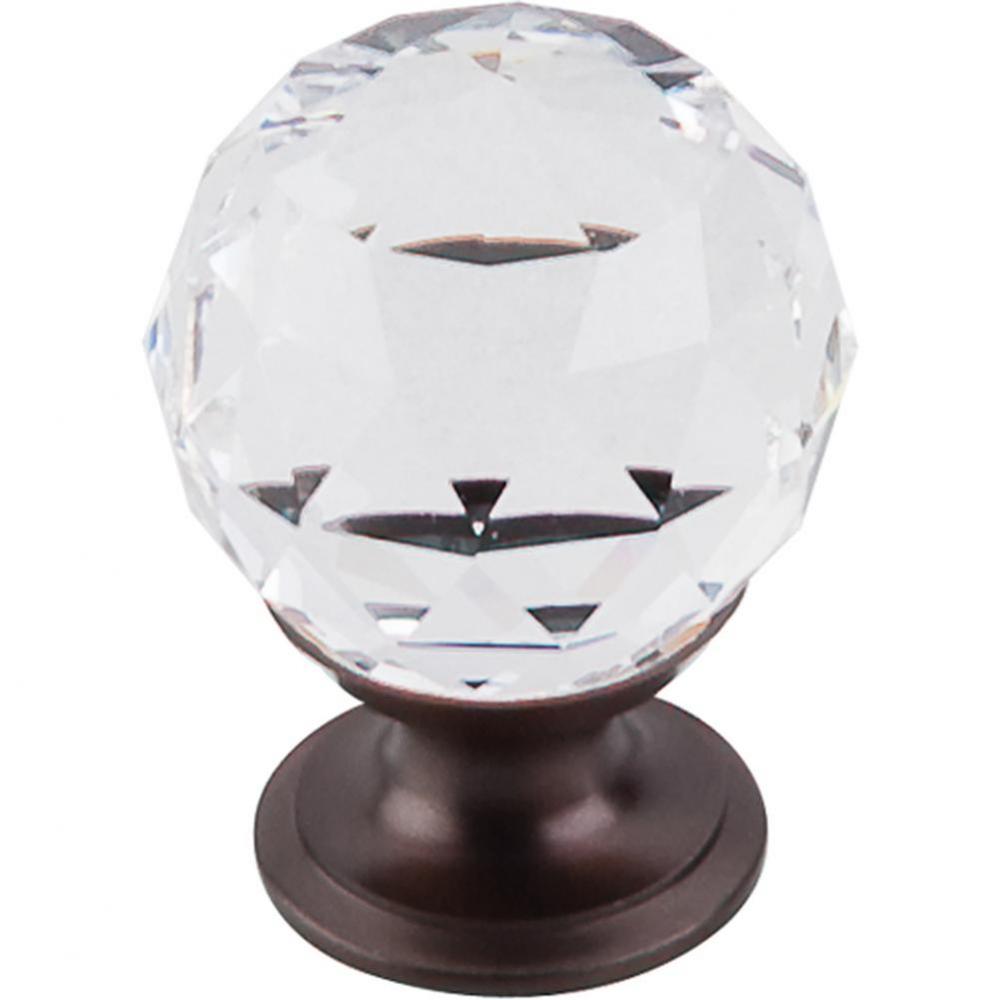 Clear Crystal Knob 1 1/8 Inch Oil Rubbed Bronze Base
