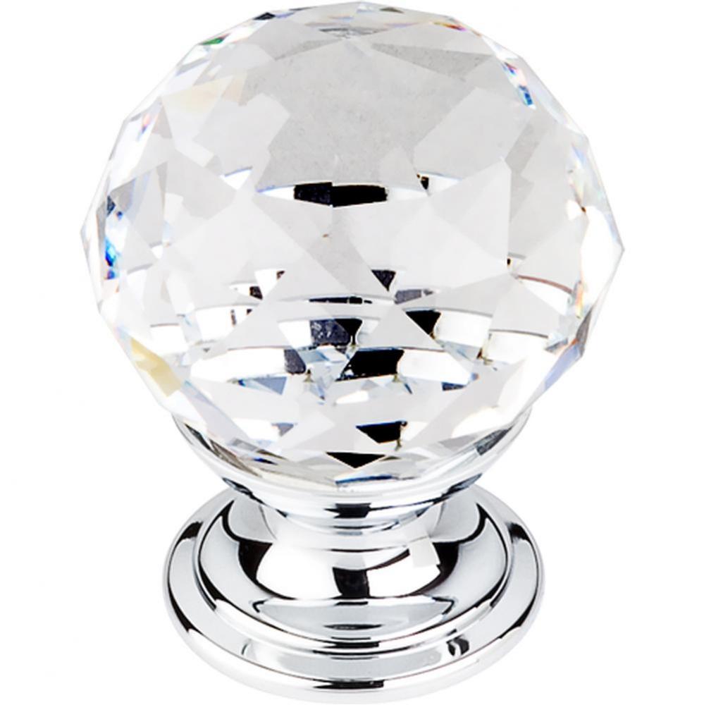 Clear Crystal Knob 1 1/8 Inch Polished Chrome Base