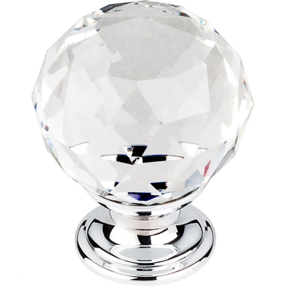 Clear Crystal Knob 1 3/8 Inch Polished Chrome Base