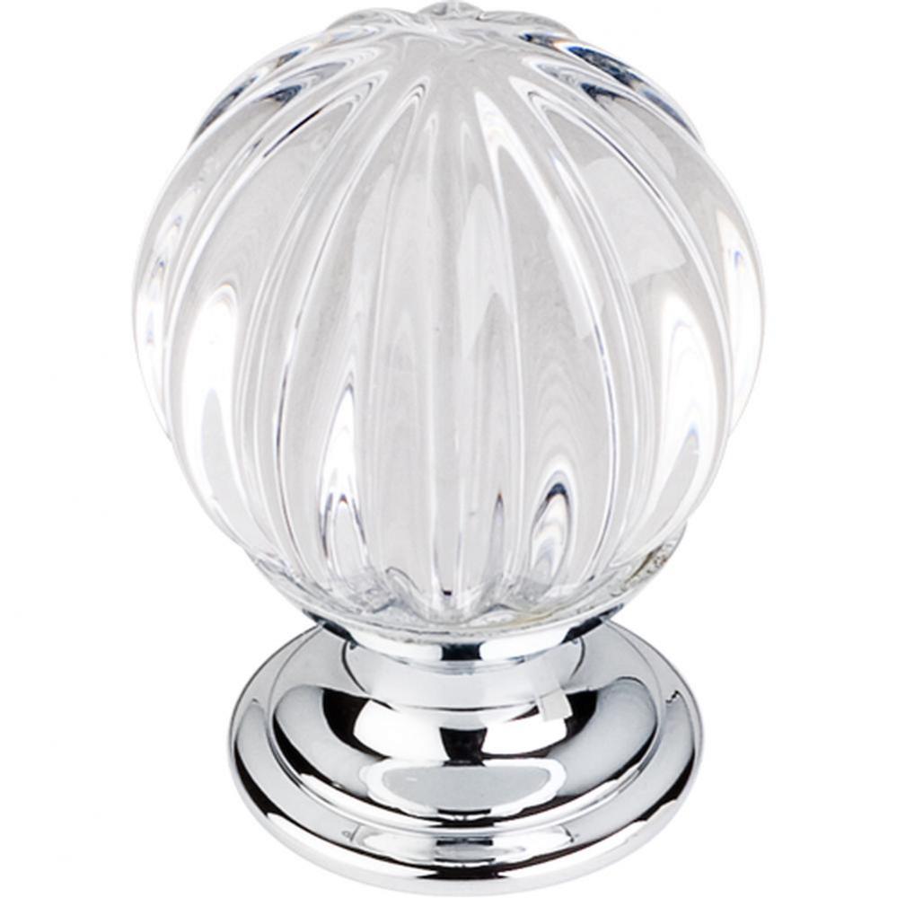 Clear Melon Crystal Knob 1 1/8 Inch Polished Chrome Base