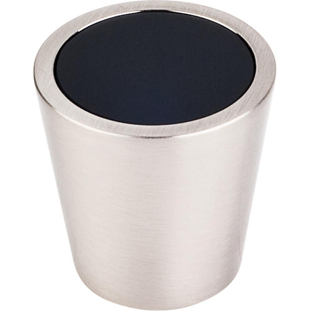 Black Crystal Center Knob 1 1/16 Inch Brushed Satin Nickel Shell