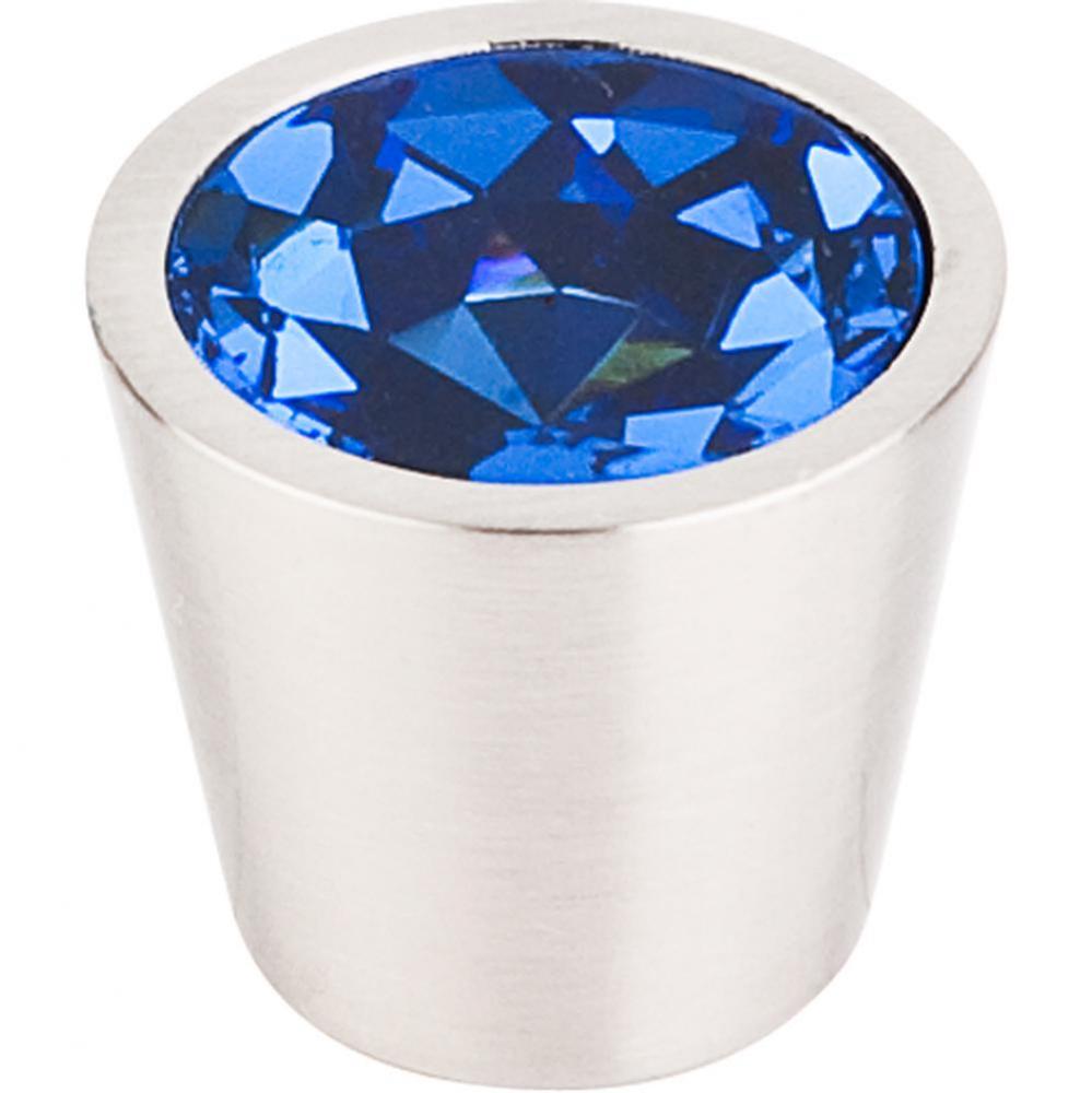 Blue Crystal Center Knob 13/16 Inch Brushed Satin Nickel Shell