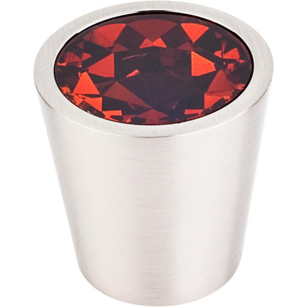 Wine Crystal Center Knob 1 1/16 Inch Brushed Satin Nickel Shell