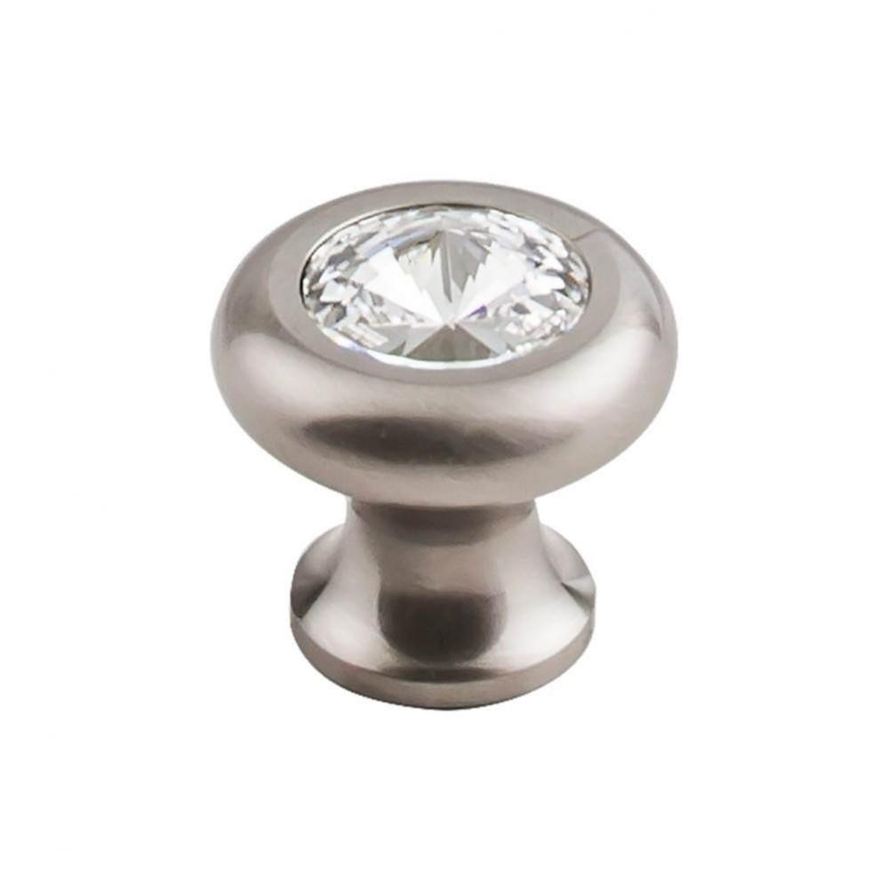 Hayley Crystal Knob Clear 1 3/16 Inch Brushed Satin Nickel Base