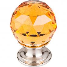 Top Knobs TK111BSN - Amber Crystal Knob 1 1/8 Inch Brushed Satin Nickel Base