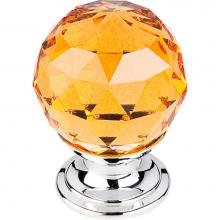 Top Knobs TK111PC - Amber Crystal Knob 1 1/8 Inch Polished Chrome Base