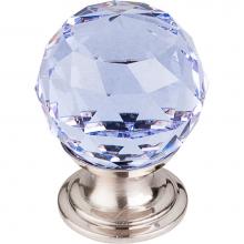 Top Knobs TK113BSN - Light Blue Crystal Knob 1 1/8 Inch Brushed Satin Nickel Base