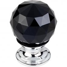 Top Knobs TK115PC - Black Crystal Knob 1 1/8 Inch Polished Chrome Base