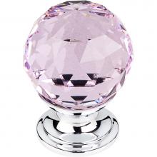 Top Knobs TK117PC - Pink Crystal Knob 1 1/8 Inch Polished Chrome Base