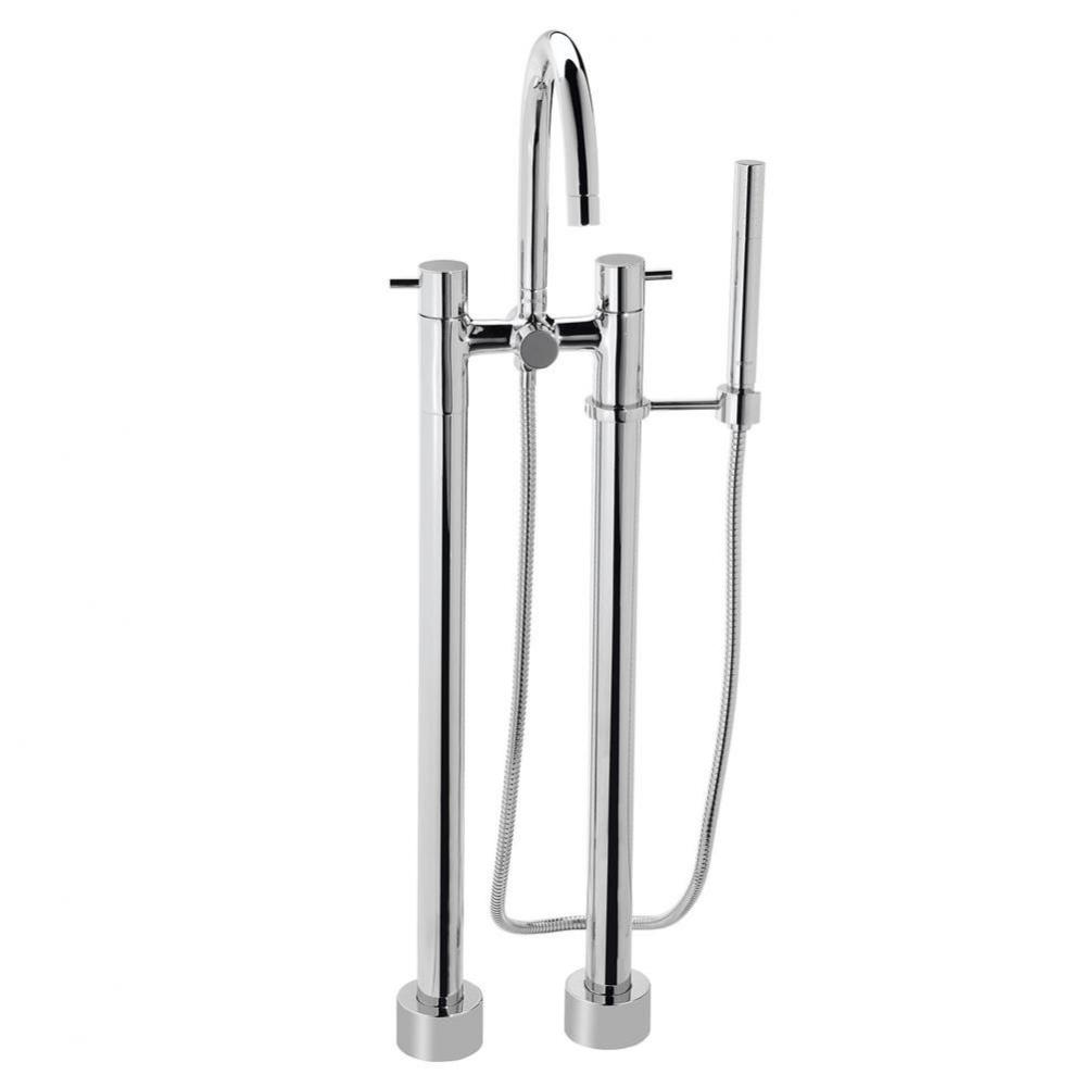 Two-Handle Freestanding Tub Filler, Polished Chrome