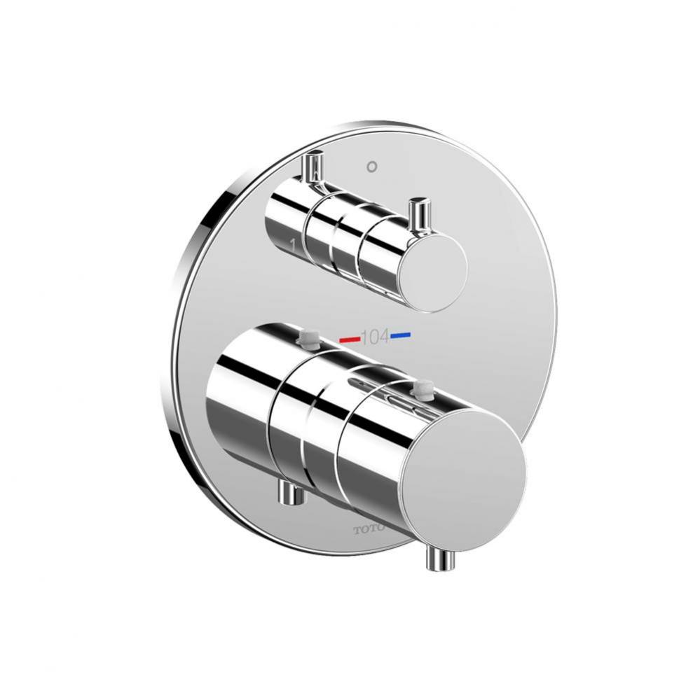 Round Thermostatic Mixing Valve with Two-Way Diverter Shower Trim, Polished Chrome