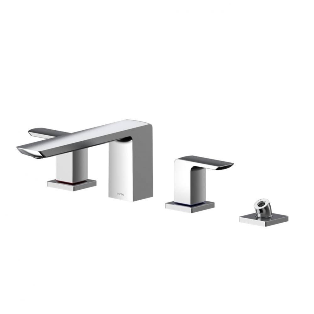 GR Two-Handle Deck-Mount Roman Tub Filler Trim with Handshower, Polished Chrome