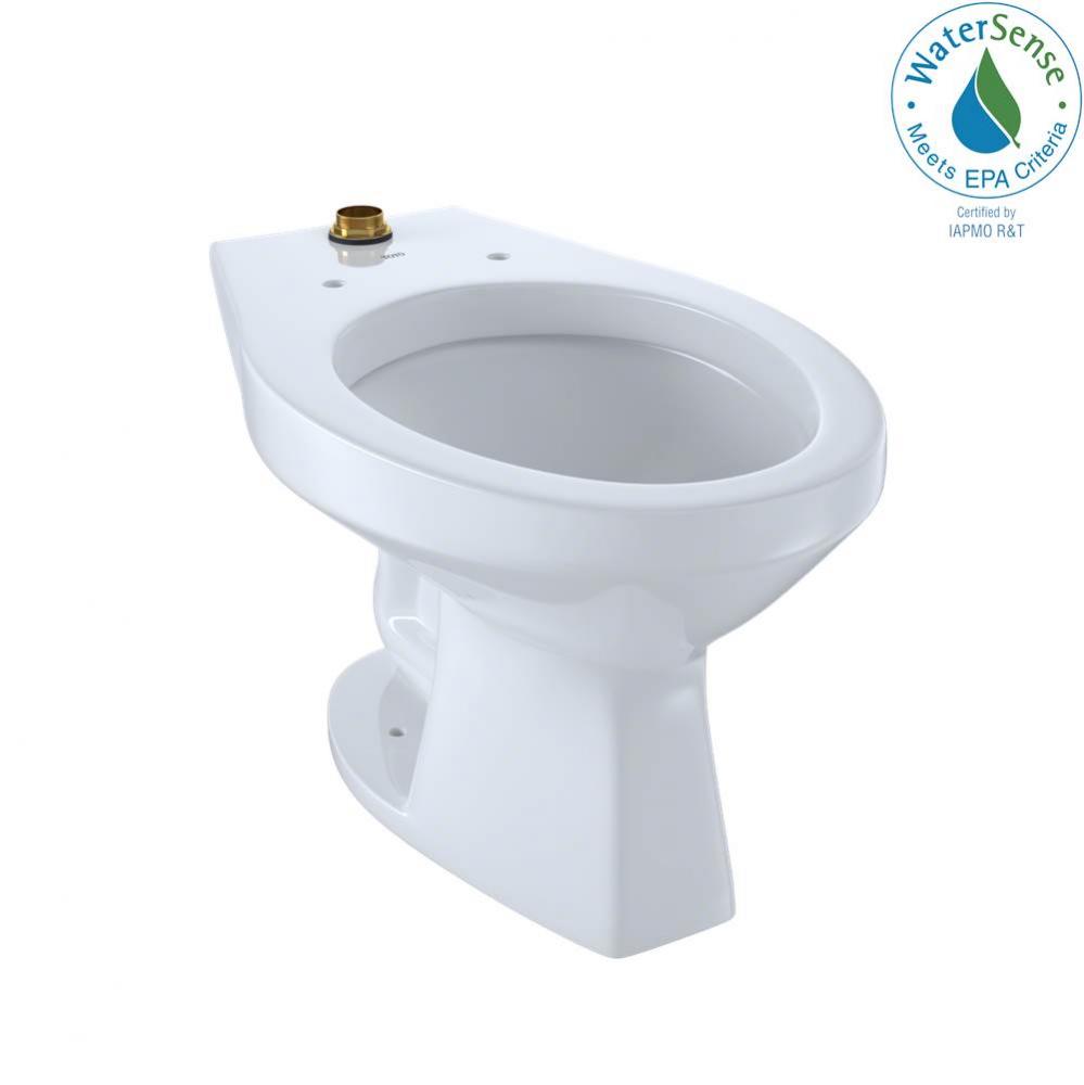 Elongated Floor-Mounted Flushometer Toilet Bowl with Top Spud and CeFiONtect, Cotton White