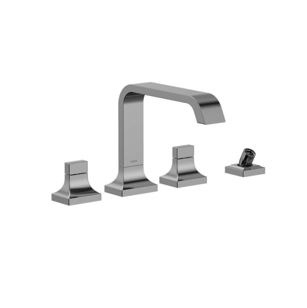 GC Two-Handle Deck-Mount Roman Tub Filler Trim with Handshower, Polished Chrome