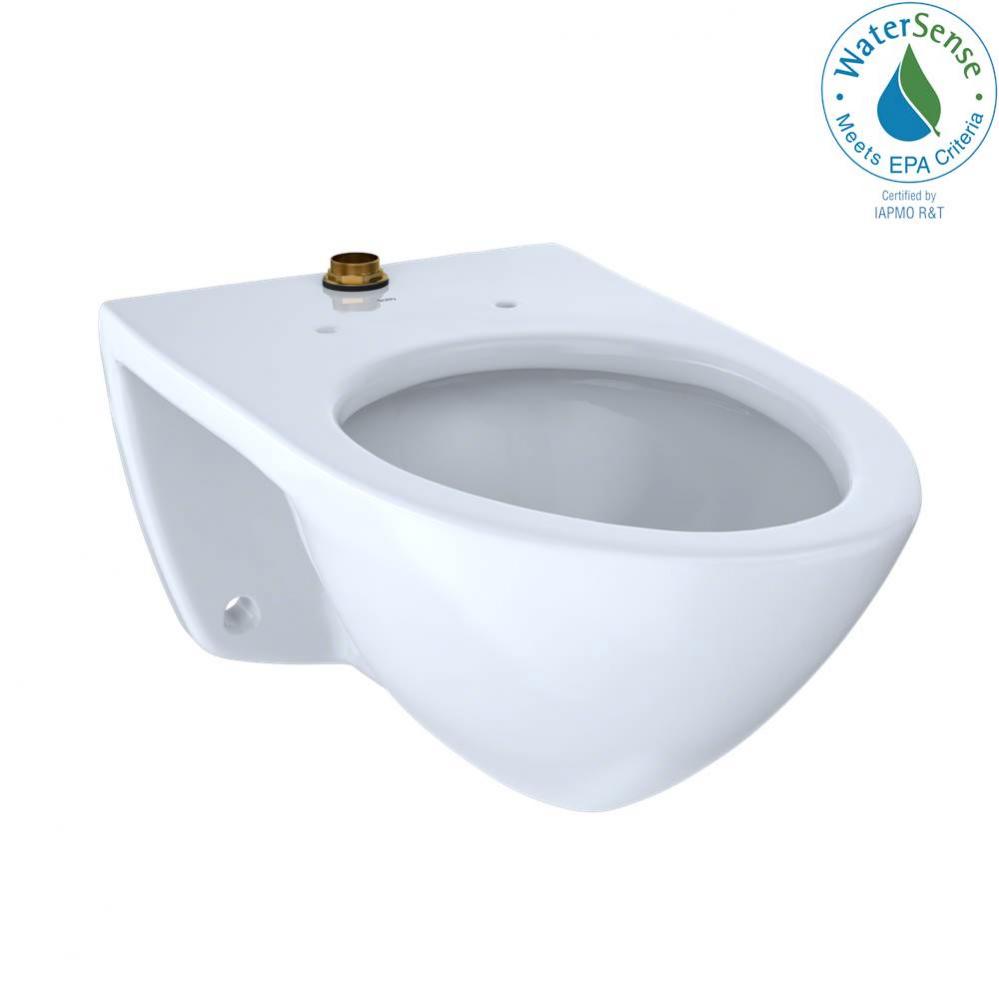 Elongated Wall-Mounted Flushometer Toilet Bowl with Top Spud, Cotton White