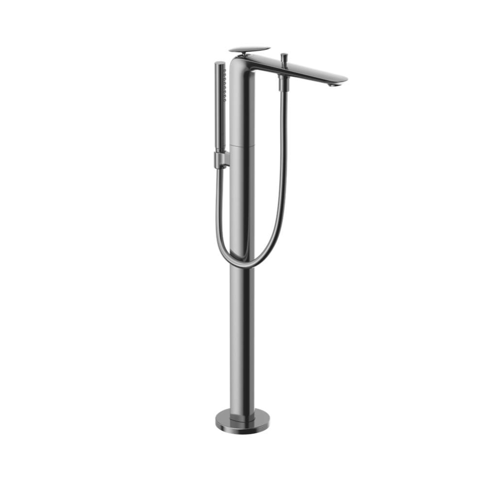 ZA Single-Handle Free Standing Tub Filler with Handshower, Polished Chrome