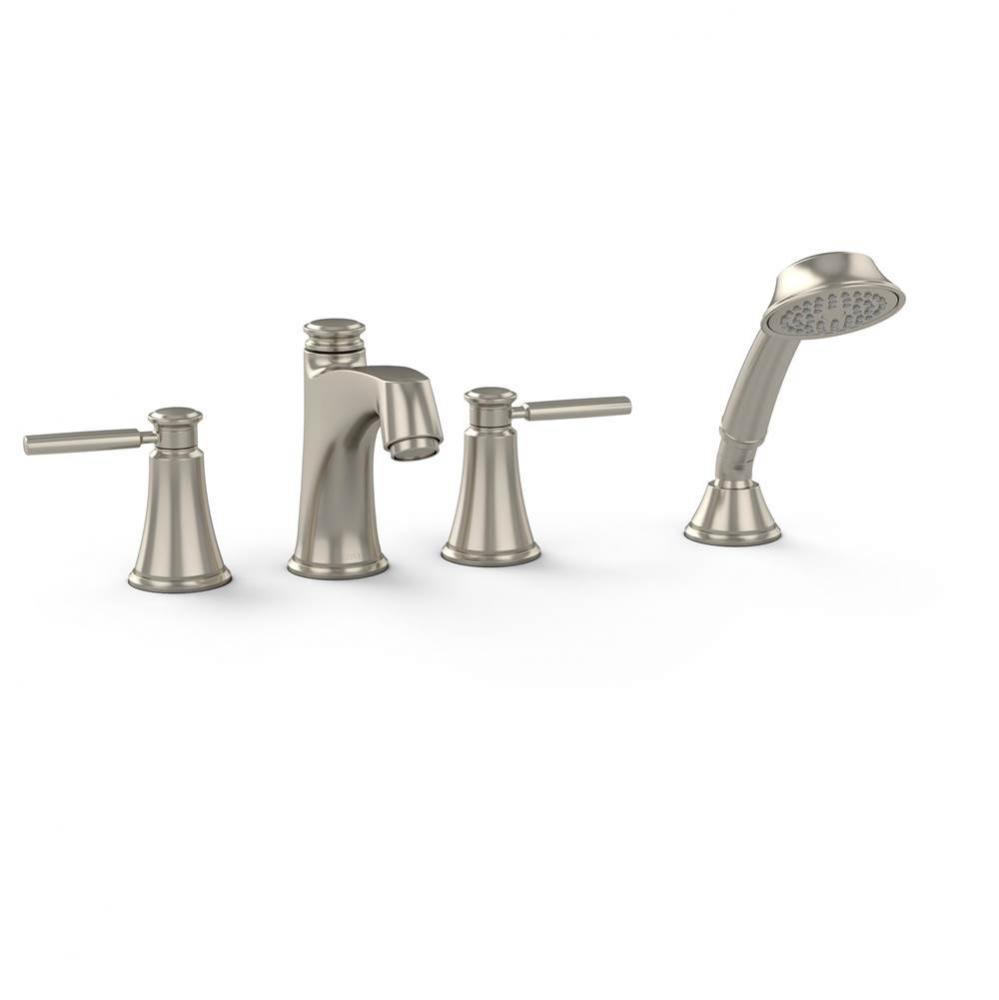 Toto® Keane™ Two Handle Deck-Mount Roman Tub Filler Trim With Hand Shower, Polished Chrome