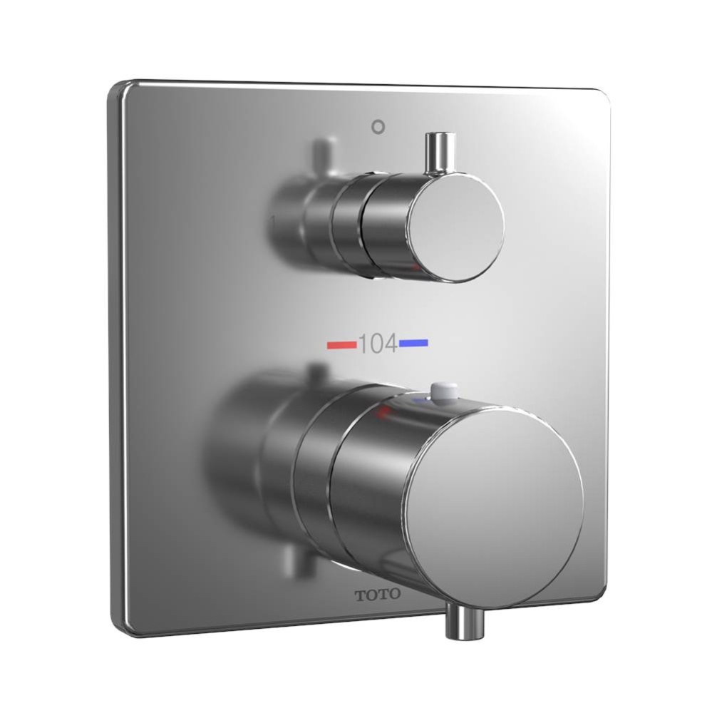Square Thermostatic Mixing Valve with Two-Way Diverter Shower Trim, Polished Chrome