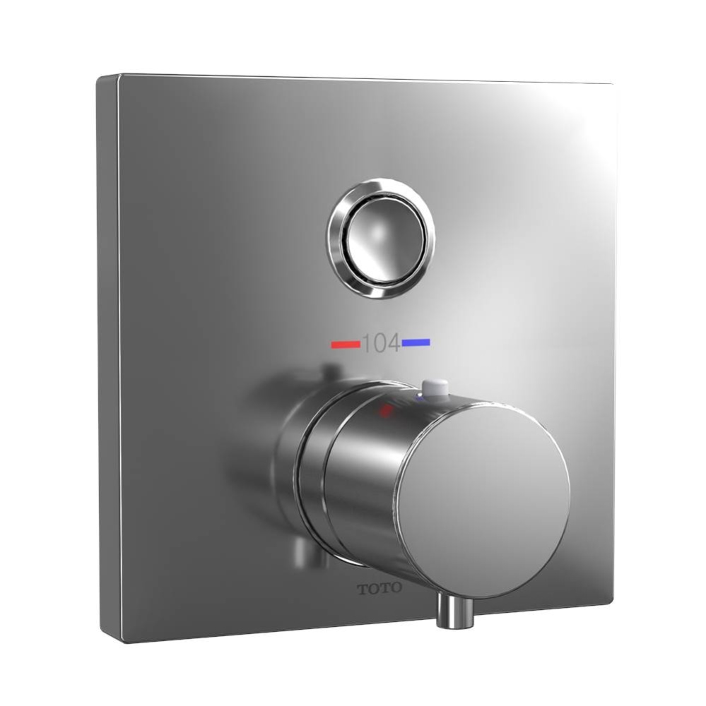 Square Thermostatic Mixing Valve with One-Function Shower Trim, Polished Chrome