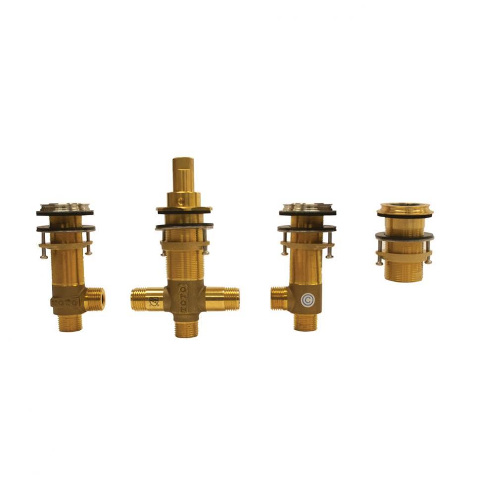 Four-Hole Roman Tub Filler Rough-In Valve, Polished Chrome