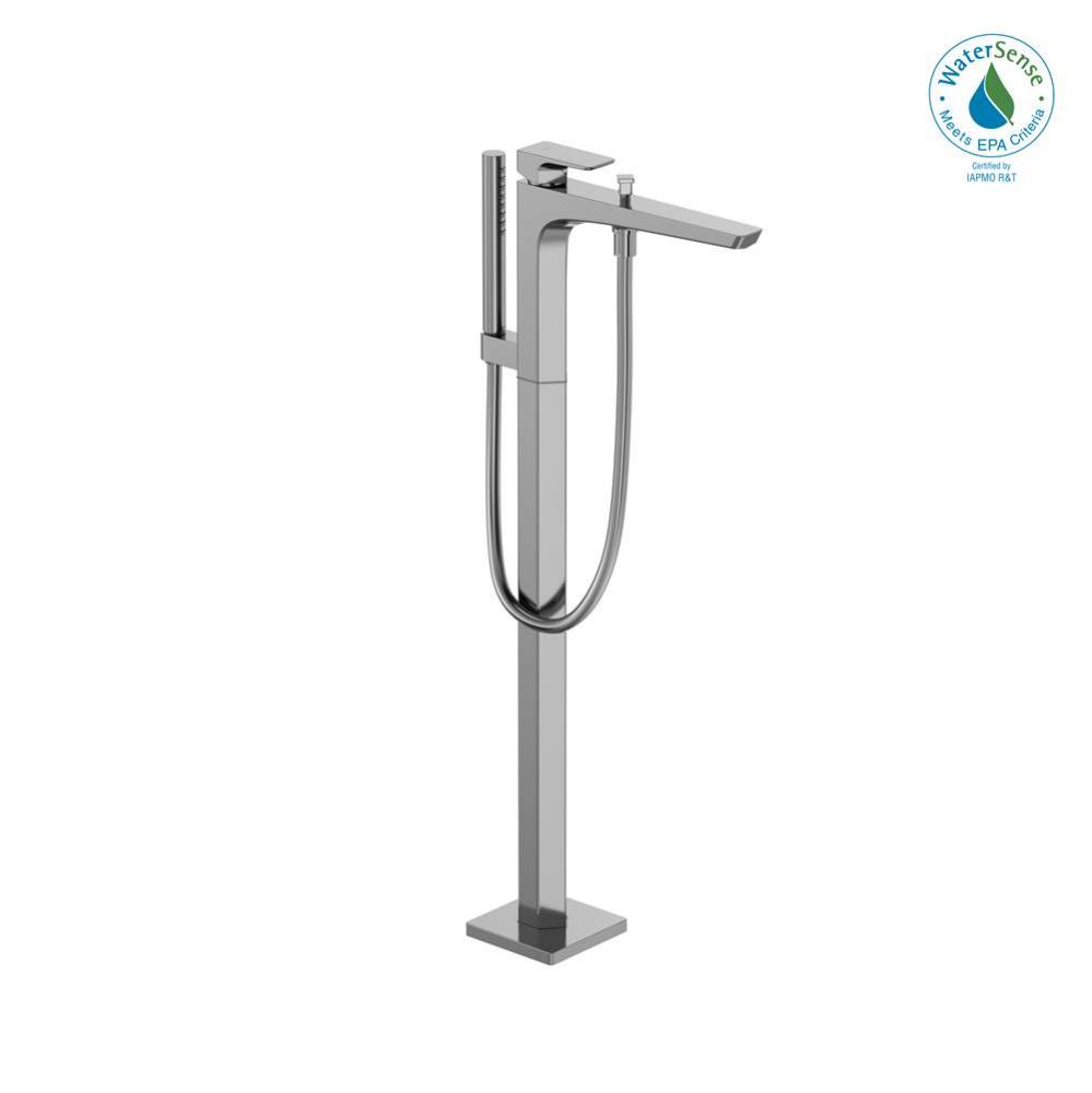 GE Single-Handle Free Standing Tub Filler with Handshower, Polished Chrome