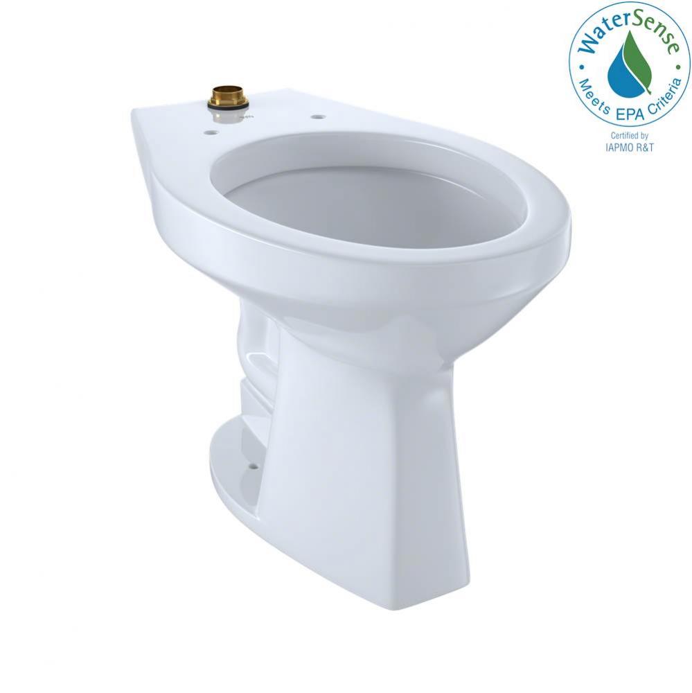 Elongated Floor-Mounted Flushometer ADA Compliant Toilet Bowl with Top Spud, Cotton White