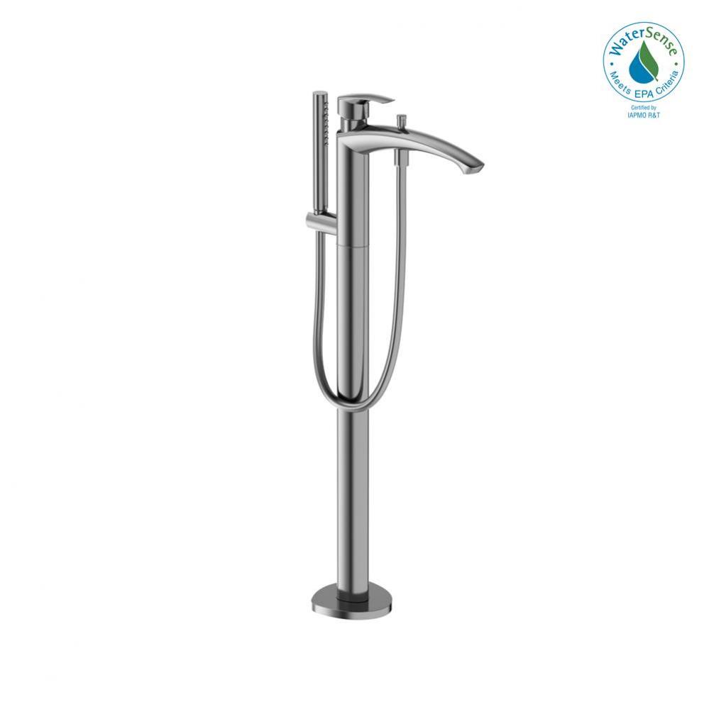 GM Single-Handle Free Standing Tub Filler with Handshower, Polished Chrome