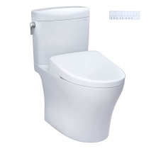 Toto MW4364726CEMFGNA#01 - WASHLET®+ Aquia IV® Cube Two-Piece Elongated Dual Flush 1.28 and 0.9 GPF Toilet with Aut