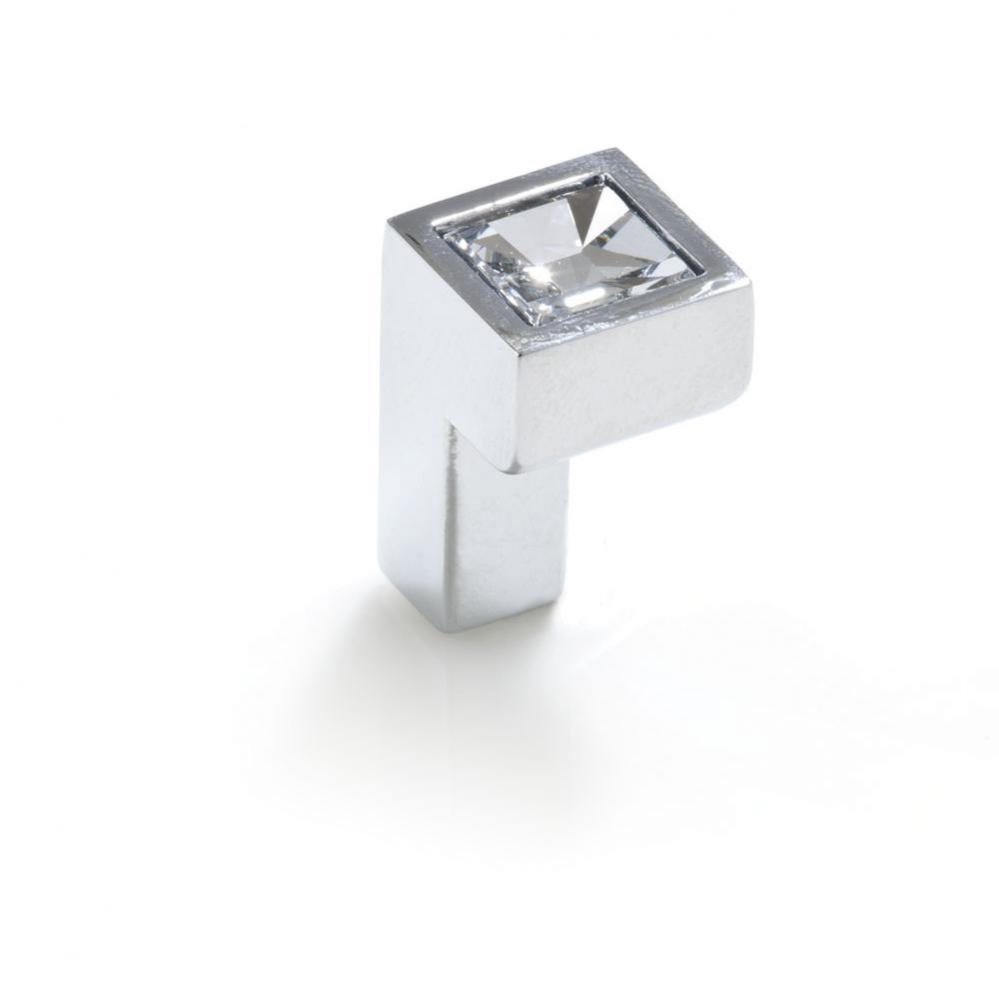 Small Square Swarovski Knob Bright Chrome