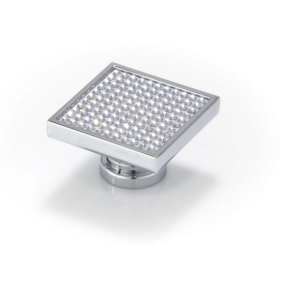 Large Square With Round Swarovski Crystals, Bright Chrome