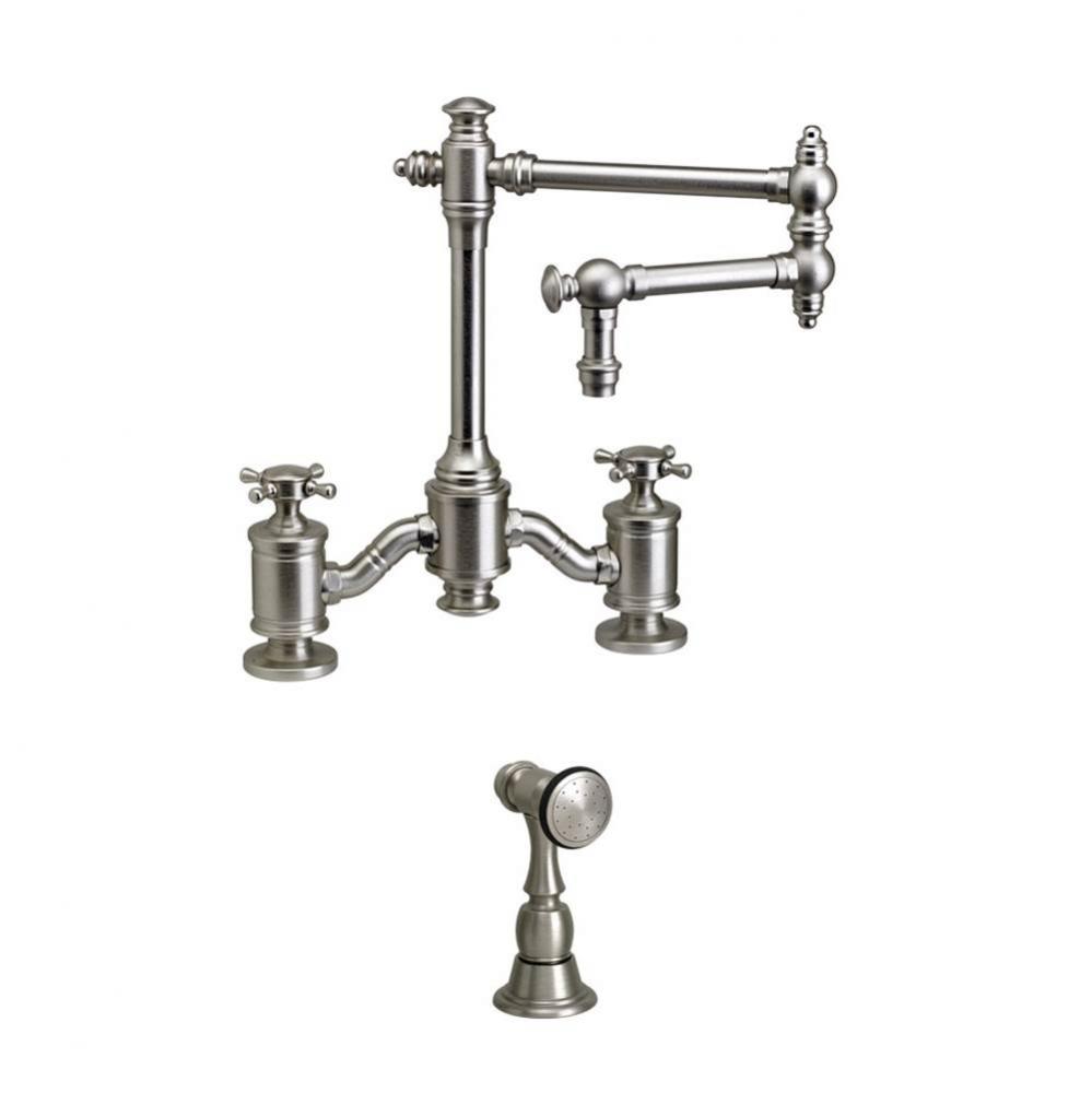 Waterstone Towson Bridge Faucet - 12'' Articulated Spout - Cross Handles