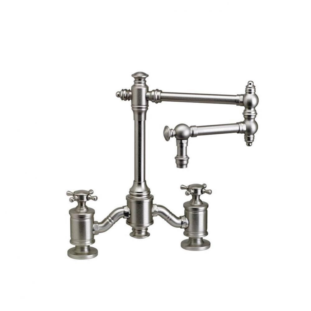 Waterstone Towson Bridge Faucet - 12'' Articulated Spout - Cross Handles