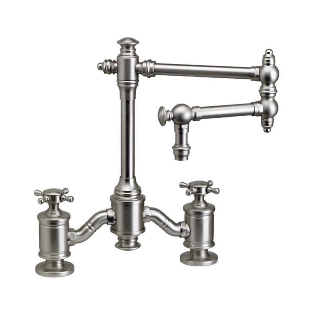 Waterstone Towson Bridge Faucet - 12'' Articulated Spout - Cross Handles