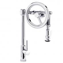 Waterstone 5130-CH - Waterstone Endeavor Wheel Pulldown Faucet - Lever Sprayer