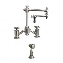 Waterstone 6150-12-CLZ - Waterstone Towson Bridge Faucet - 12'' Articulated Spout - Cross Handles