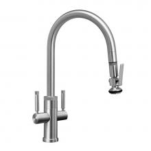 Waterstone 9812-UPB - Industrial 2 Handle Pull-Down Kitchen Faucet, Lever Spray, Angled Spout, Lever Handle
