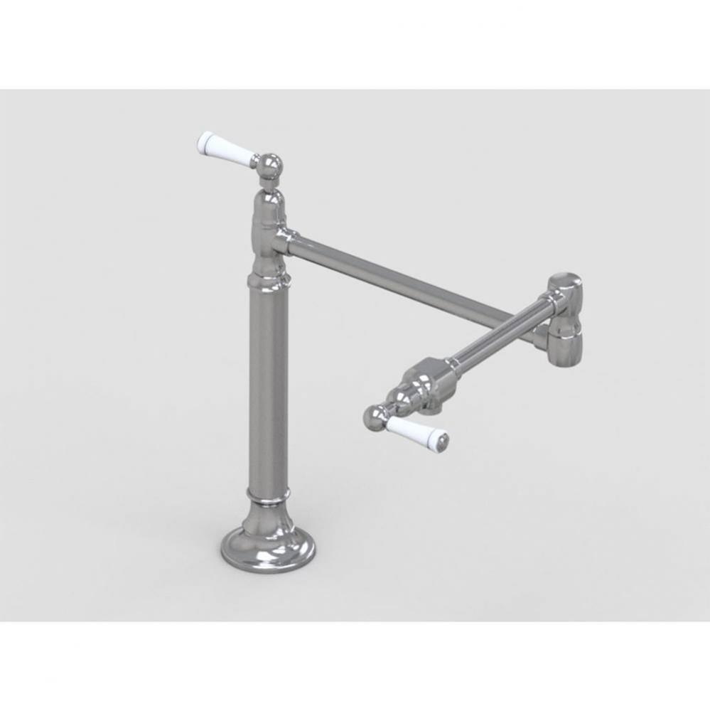19 3/8'' Deck Mount Pot Filler with White Ceramic Lever