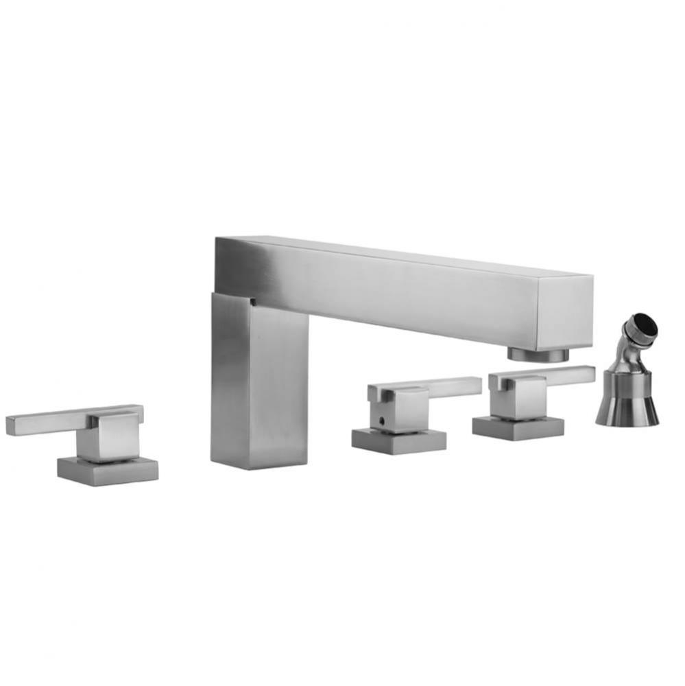 CUBIX® Roman Tub Set with CUBIX® Lever Handles and Angled Handshower Holder