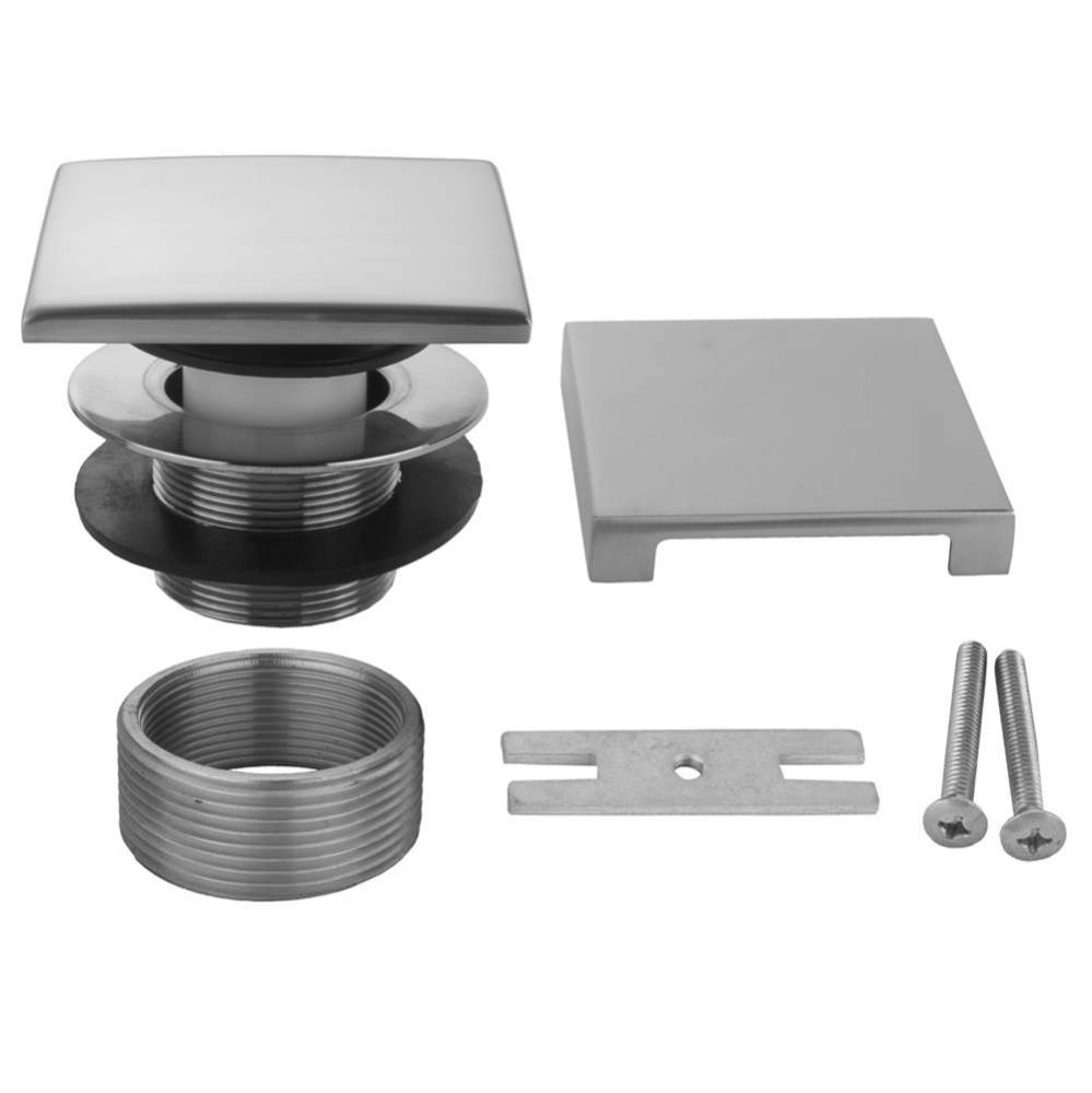 Square Top Toe Control Tub Drain with Square No Hole Faceplate