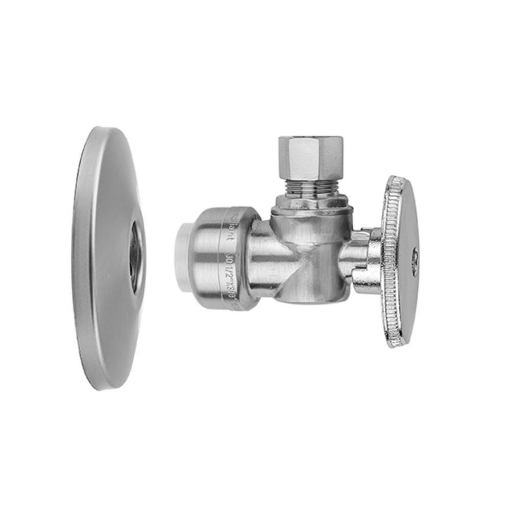 Quarter Turn Angle Pattern 1/2'' Push Fit x 3/8'' O.D. Supply Valve with Escut