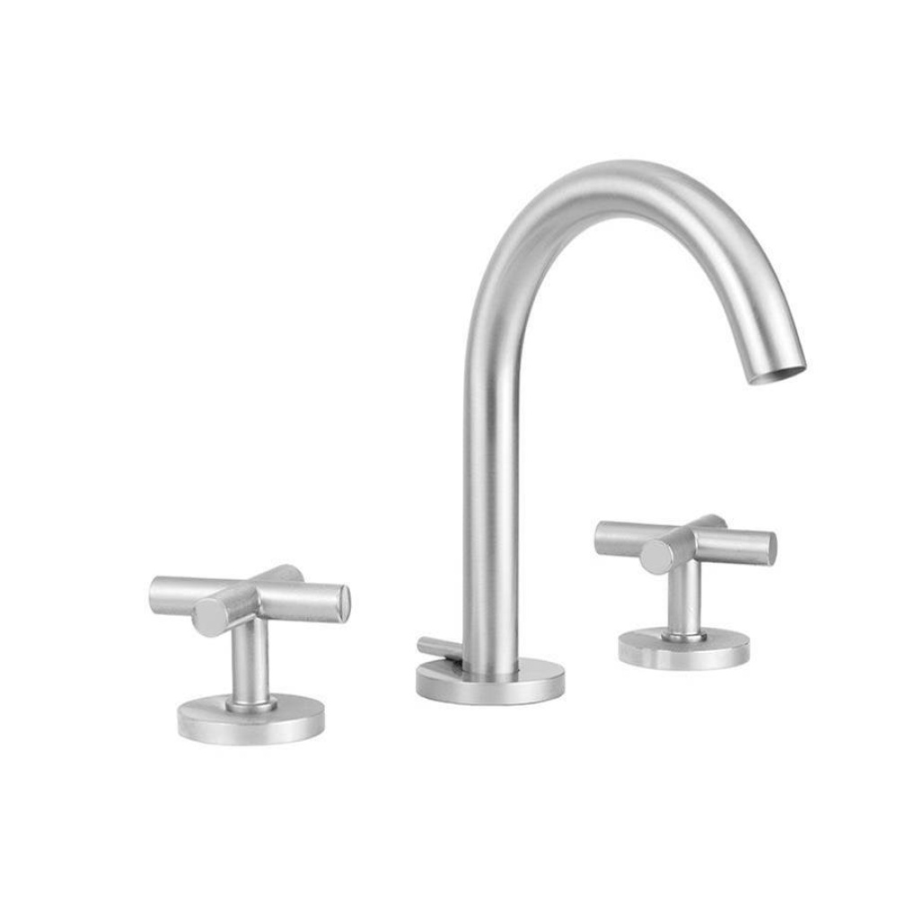 Uptown Contempo Slim Faucet with Round Escutcheons & Contempo Slim Cross Handles