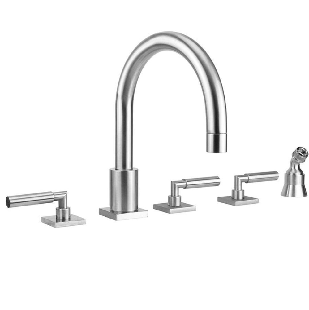 Contempo Uptown Roman Tub Set with Hub Base Lever Handles - Square Escutcheons and Angled Handshow